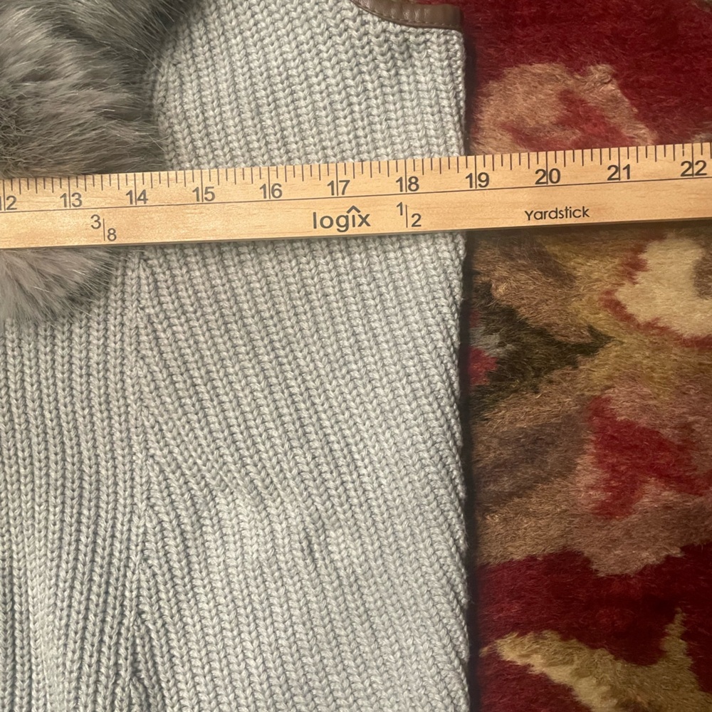 Talbots Gray Knit Vest with Faux Fur Trim - Picture 3 of 5
